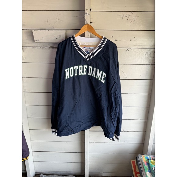 Champion Other - Champion Notre Dame Fighting Irish Windbreaker Pullover Navy Blue Mens XL